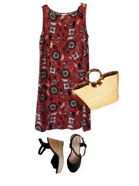 J Jill women's S P printed sleeveless boatneck relaxed fit casual dress EUC